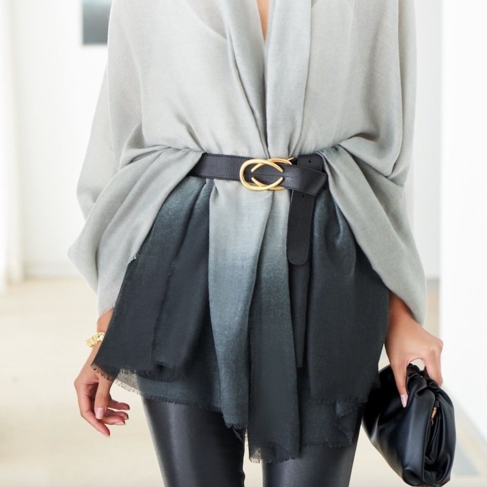 GREY OMBRE SHAWL SCARF COVER ELEGANT SOFT
